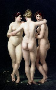 The three graces. Fac-simile from the work of Jean Baptiste Regnault (1754-1829) - postcard