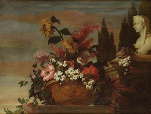 Flowers in a Basin and a Sphinx by Jean Baptiste Belin de Fontenay