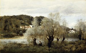 Fisherman on the Edge of a Pond in the Village of Avary