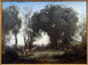 Matinee, nymphs dance. Painting by Camille Corot (1796-1875)