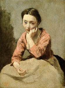 Woman in a Pink Blouse by Jean Baptiste Camille Corot