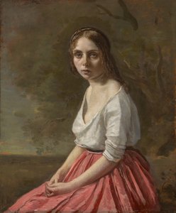 Young Woman in a Pink Skirt, c.1845-50 by Jean Baptiste Camille Corot
