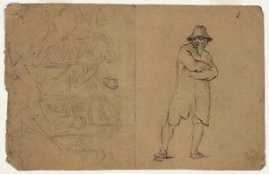 Two Sketches: Standing Man with Arms Folded and Group of Figures by Jean Baptiste Carpeaux