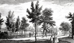 A View of the Elysian Fields from the Spring of Helicon, Stowe House Gardens, engraved by George Bickham, 1753 by Jean Baptiste Claude Chatelain