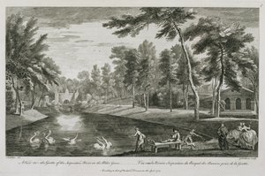 A View to the Grotto of the Serpentine River in the Alder Grove at Stowe, engraved by George Bickham by Jean Baptiste Claude Chatelain