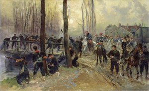 Ambush Near a Bridge Defended by Troops, Early Morning, 1870 by Jean Baptiste Edouard Detaille