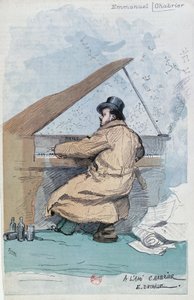 Coloured Engraving of Emmanuel Chabrier by Jean Baptiste Edouard Detaille