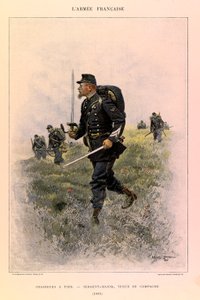 Types and Uniforms of the French Army by Captain Jules Richard, Illustrated by Edouard Detaille: Foot Hunters: Sergeant Major in Field Dress in 1885, Private Collection by Jean Baptiste Edouard Detaille