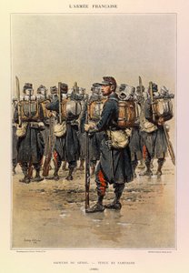 Types and Uniforms of the French Army by Captain Jules Richard, Illustrated by Edouard Detaille: Sapper of the Engineers in Field Dress in 1886 by Jean Baptiste Edouard Detaille