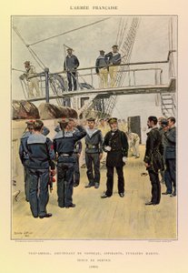Types and uniforms of the French Army of Captain Jules Richard, illustrated by Edouard Detaille (1848-1912): Navy: Vice Admiral, lieutenant of ship, aspirants, marine rifles in service dress in 1885, Private collection