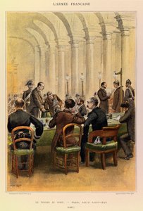 Types and uniforms of the French Army of Captain Jules Richard, illustrated by Edouard Detaille (1848-1912): The draw in Paris, Salle Saint Jean in 1887, Private Collection