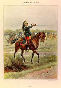 Types and uniforms of the French Army of Captain Jules Richard, illustrated by Edouard Detaille (1848-1912): Officer of Dragons in maneuver suit in 1885, Private Collection