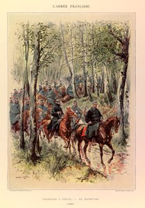 Types and Uniforms of the French Army by Captain Jules Richard, Illustrated by Edouard Detaille: Horse Hunters in Maneuver in 1885, Private Collection by Jean Baptiste Edouard Detaille