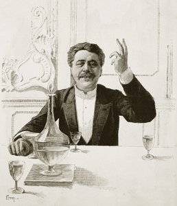 Portrait of Henry Becque, French playwright - engraved by Florian after Jean-Baptiste Guth - Published in Revue illustree, ca. 1890 by Jean Baptiste Guth
