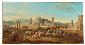 Two Caravans at the Entrance to the Valley Leading to Palmyra by Jean Baptiste Hilair