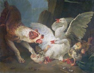 A Dog Attacking Geese by Jean Baptiste Huet
