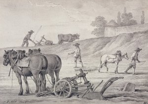 Ploughing the Fields by Jean Baptiste Huet