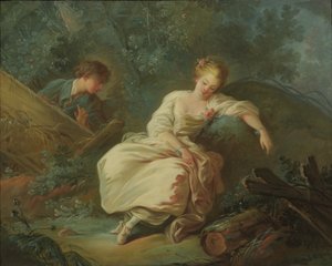 Young Couple in a Landscape by Jean Baptiste Huet
