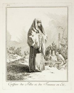 Headdress for Girls and Women in Summer, plate three from Divers Habillements des Peuples du Nord by Jean Baptiste Le Prince