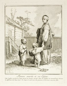 Married Woman and Her Children, Plate Five from Divers Habillements des Peuples du Nord by Jean Baptiste Le Prince