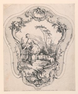 Rocaille Panel, with Scene of a Shepherdess by Jean Baptiste Le Prince