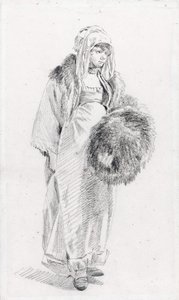 Russian Woman with a Fur Muff by Jean Baptiste Le Prince