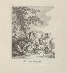 The Young Shepherdess, plate two from Divers Habillements des Peuples du Nord by Jean Baptiste Le Prince
