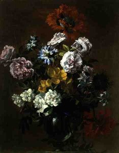 Still Life of Flowers in a Glass Vase by Jean Baptiste Monnoyer