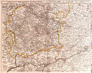 Map of Spanish Brabant and the Diocese of Liege (Belgium) by Jean Baptiste Nolin