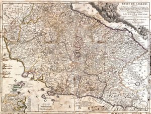 Map of the Church territories in Italy by Jean Baptiste Nolin
