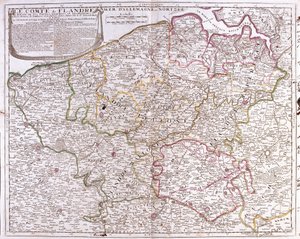 Map of the County of Flanders (present-day Western and Eastern Flanders of Belgium) by Jean Baptiste Nolin