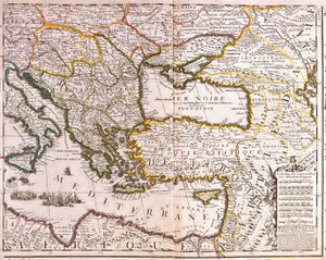 Map of the Eastern Mediterranean and Black Sea countries, Turkey and the provinces of Asia Minor by Jean Baptiste Nolin