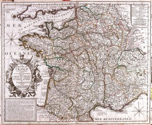 Map of the Kingdom of France by Jean Baptiste Nolin