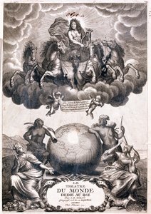 Portrait of Louis XIV, flying over a terrestrial globe, title page by Jean Baptiste Nolin