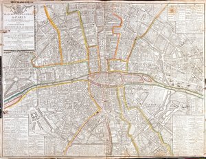Route Map of Paris and its Suburbs by Jean Baptiste Nolin