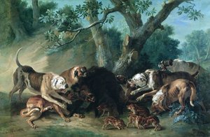 A Wild Sow and her Young Attacked by Dogs by Jean Baptiste Oudry