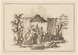 Figures with a Squash, from "Nouveau Cahier de Six Feuilles De Différents Sujets Chinois Historiés" by Jean Baptiste Pillement
