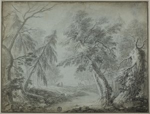 Forest with Stream and Figures