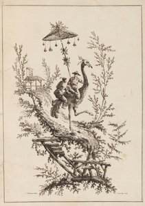 Ostrich Riders, Plate from a Set of Chinoiserie Representations