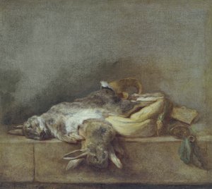 Still Life with Rabbits, a Gamebag and a Powder Horn by Jean Baptiste Simeon Chardin