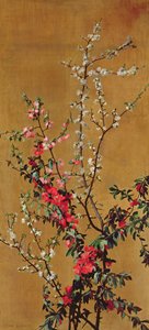 Japanese Cherry Tree and Hawthorn Branches by Jean Benner