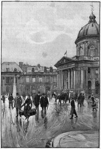 Parisian scene in the 19th century: the left bank with the Institut de France by Jean Beraud
