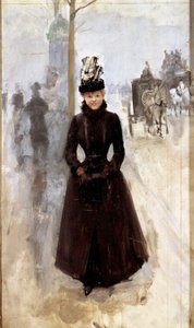 Parisienne on the Boulevard or Woman with Muff