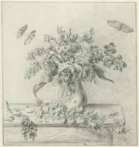 Still Life with Flower Arrangement, Fruits, and Insects by Jean Bernard