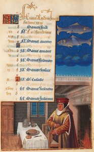 Hours of Louis XII (formerly Hours of Henry VII), Calendar Leaf for the Month of February, c.1490-1510 by Jean Bourdichon