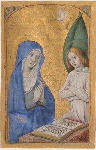 Manuscript Leaf with the Annunciation from a Book of Hours by Jean Bourdichon