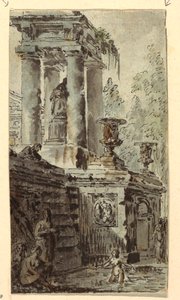 Architectural Fantasy with Figures Bathing