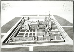 View of the Abbey of Saint-Germain-des-Pres before 1640, engraved by Antoine Herisset