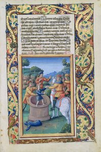 Joseph being Retrieved from the Well and Sold to the Ishmaelites, from the Book of Hours of Louis dOrleans