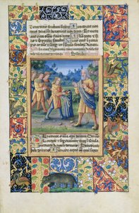 Josephs Brothers Showing Their Father Proof that Joseph is Dead, from the Book of Hours of Louis dOrleans by Jean Colombe
